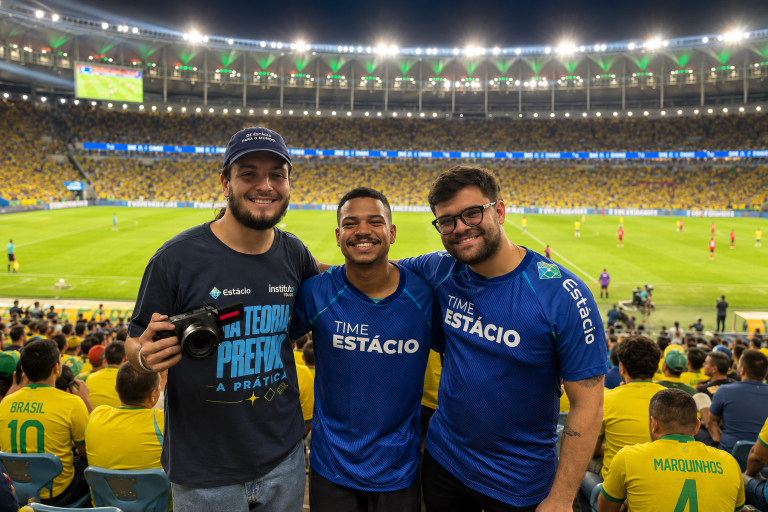 Estácio leva universitários para experiência prática na cobertura oficial da Seleção Brasileira