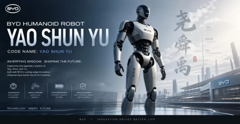 BYD cria robô humanoide Yao-Shun-Yu em sigilo, enquanto montadoras disputam a liderança em inteligência artificial